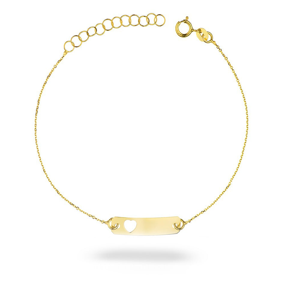 Detský zlatý náramok so srdcom na Gravírovanie