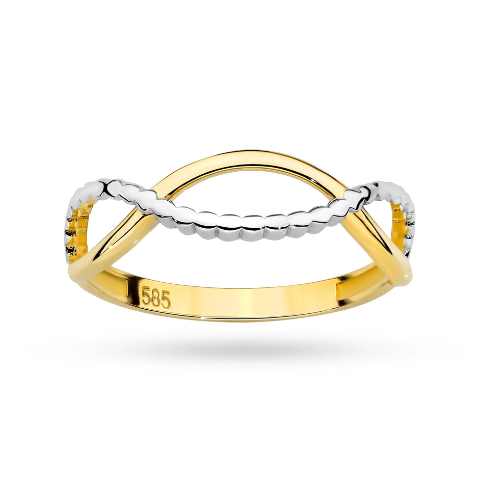 Dvoubarevný zlatý proplétaný prsten