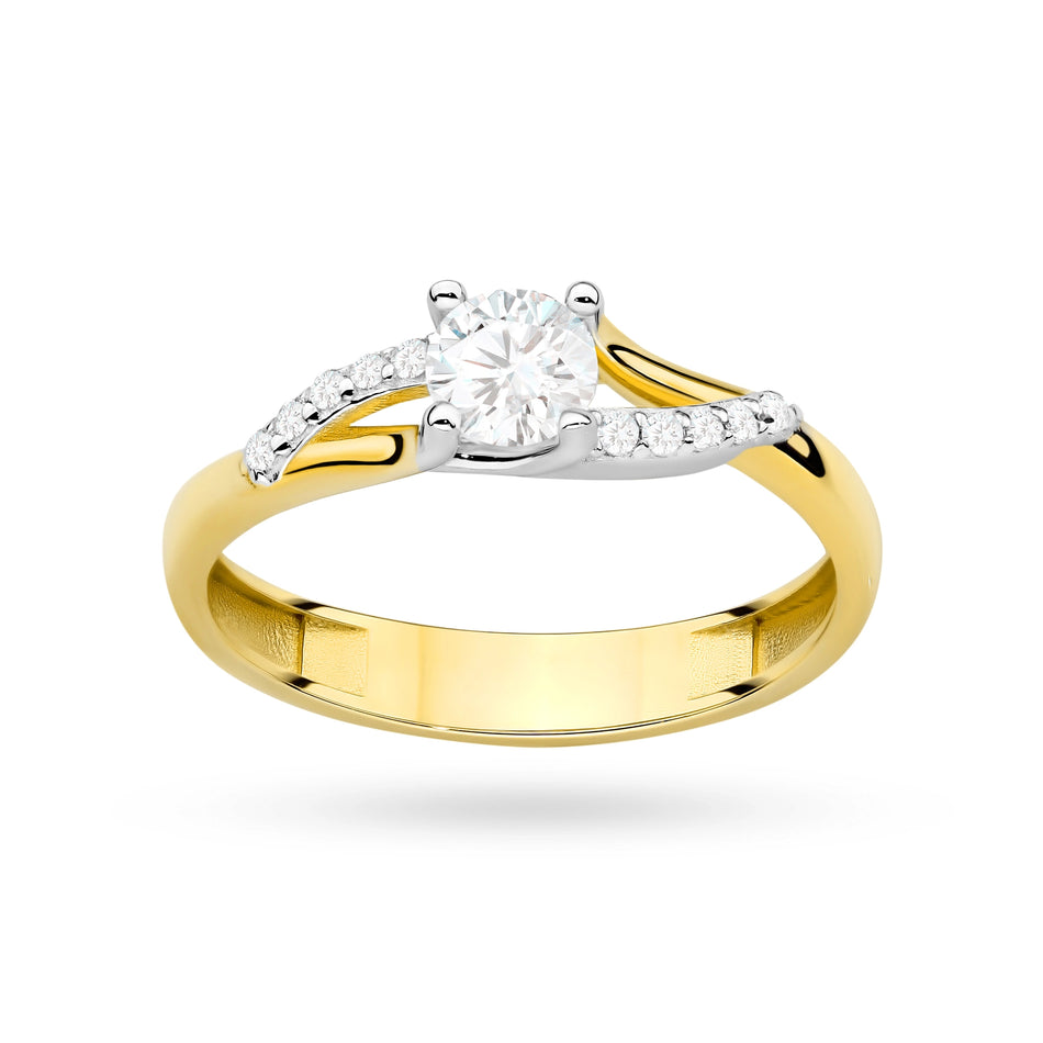 Zlatý prsteň so zirkónmi vlnky