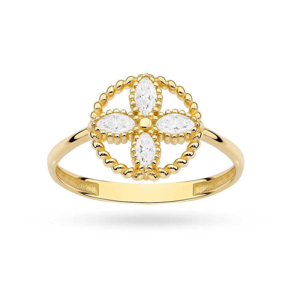 Goldring mit Zirkonia-Blume