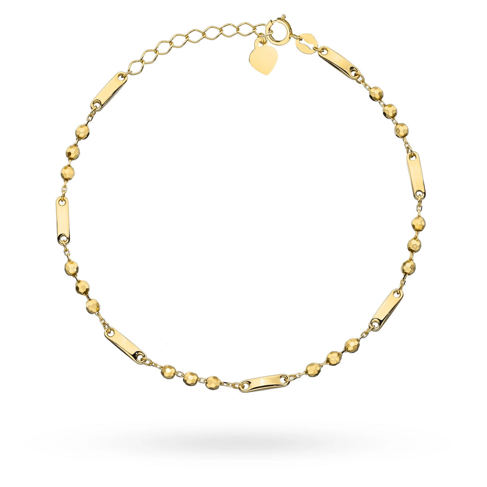 Zlatý náramek s destičkami a korálky Kleur