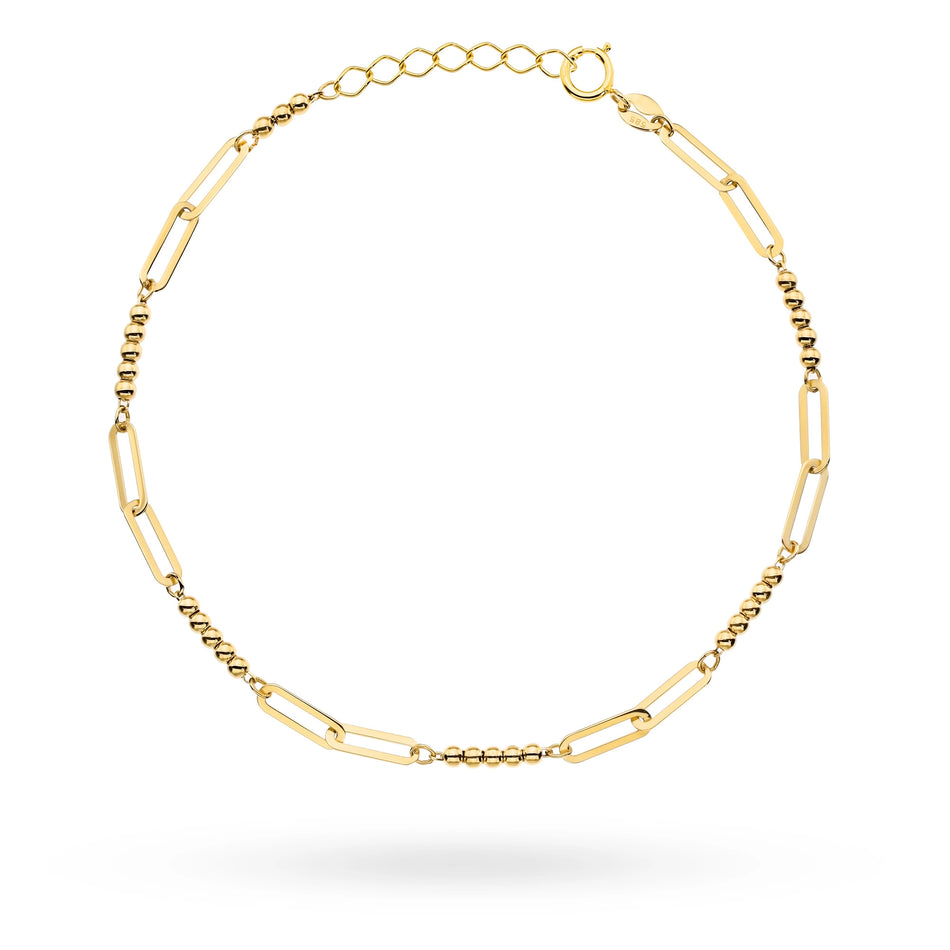 Zlatý náramek s prodlouženými články a korálky