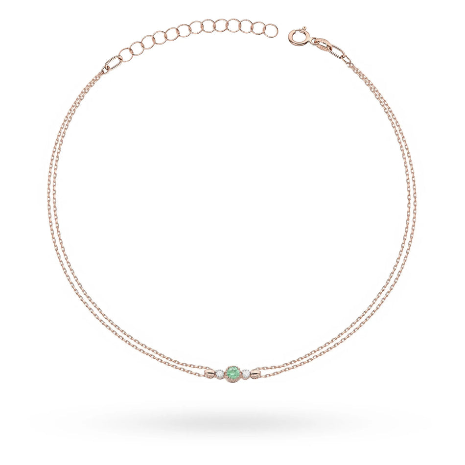 Goldarmband mit 0,15 ct Smaragd und 0,029 ct Diamanten