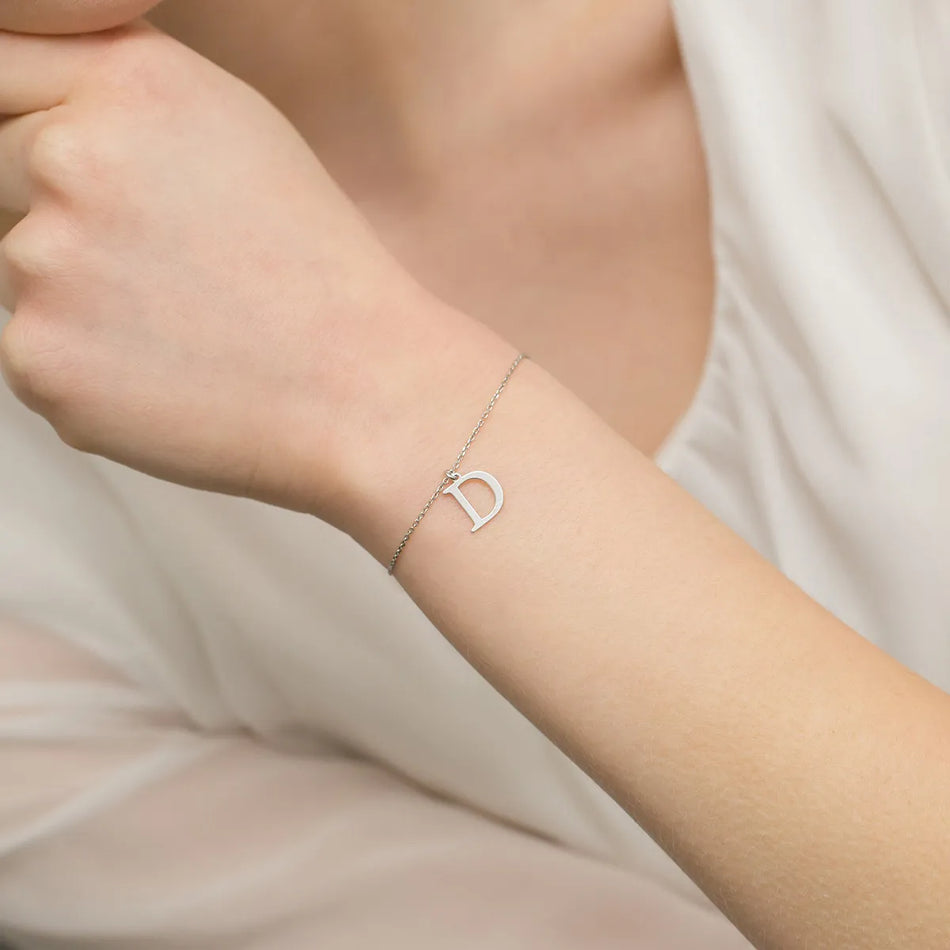 Silver Bracelet Letter D