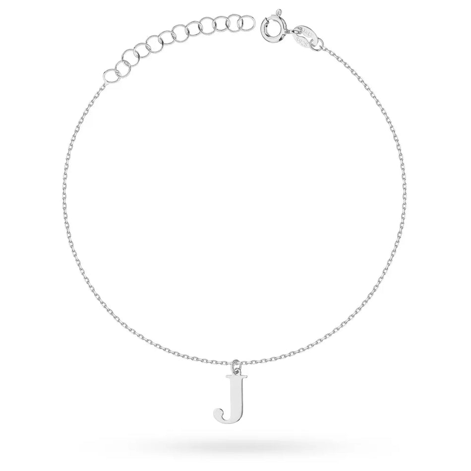 Silver Bracelet Letter J