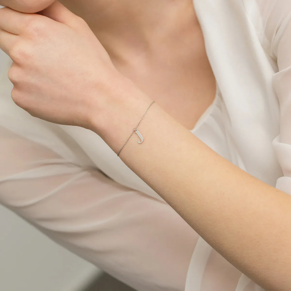Silver Bracelet Letter J