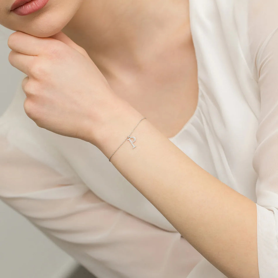Silver Bracelet Letter P