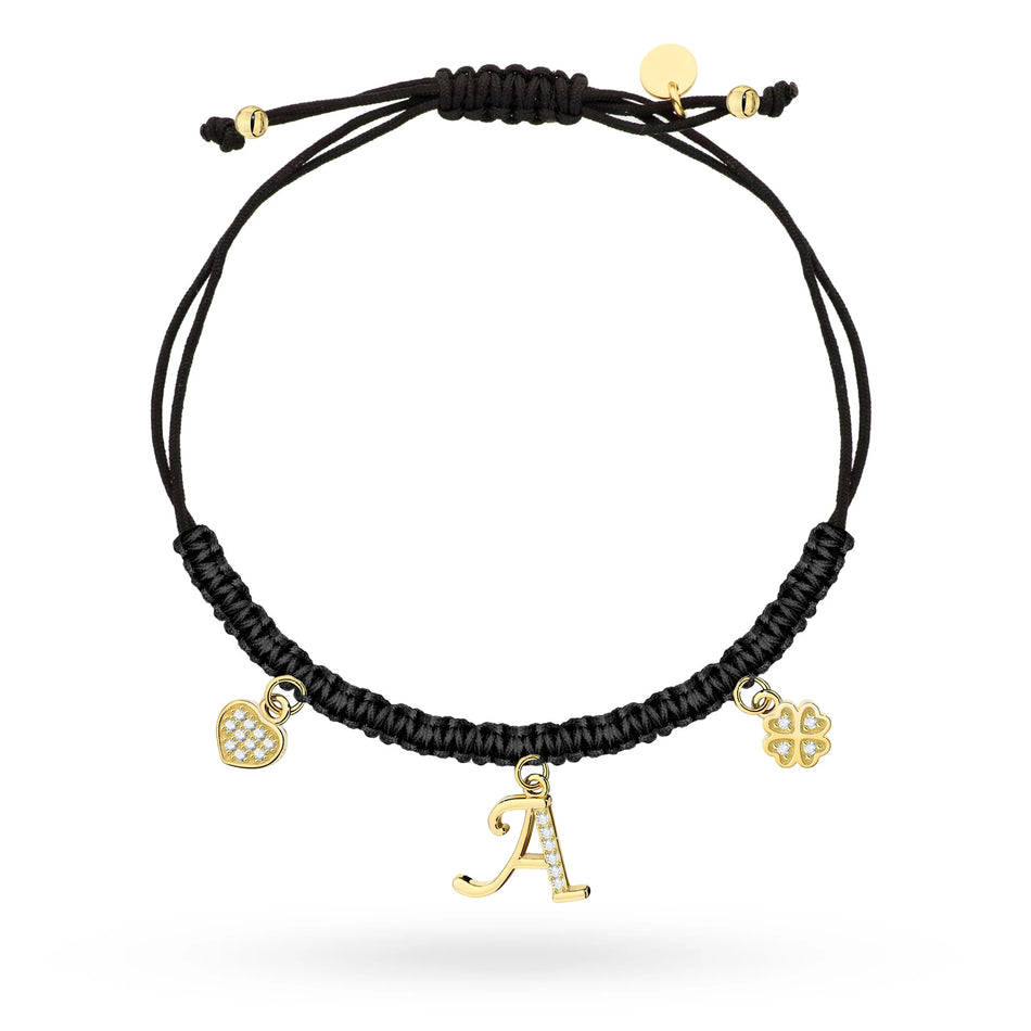 Pozlátený strieborný náramok so zirkónmi Písmeno A