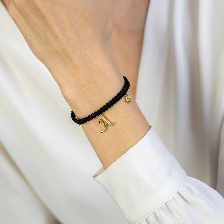 Pozlátený strieborný náramok so zirkónmi Písmeno A