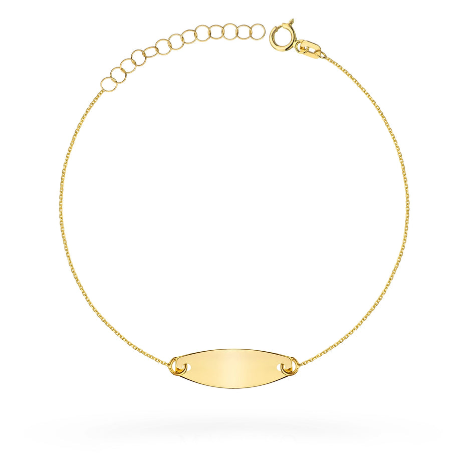 Detský zlatý náramok s platničkou na Gravírovanie