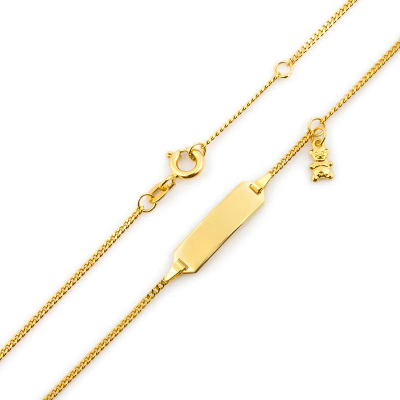 Detský zlatý náramok s medvedíkom na gravírovanie