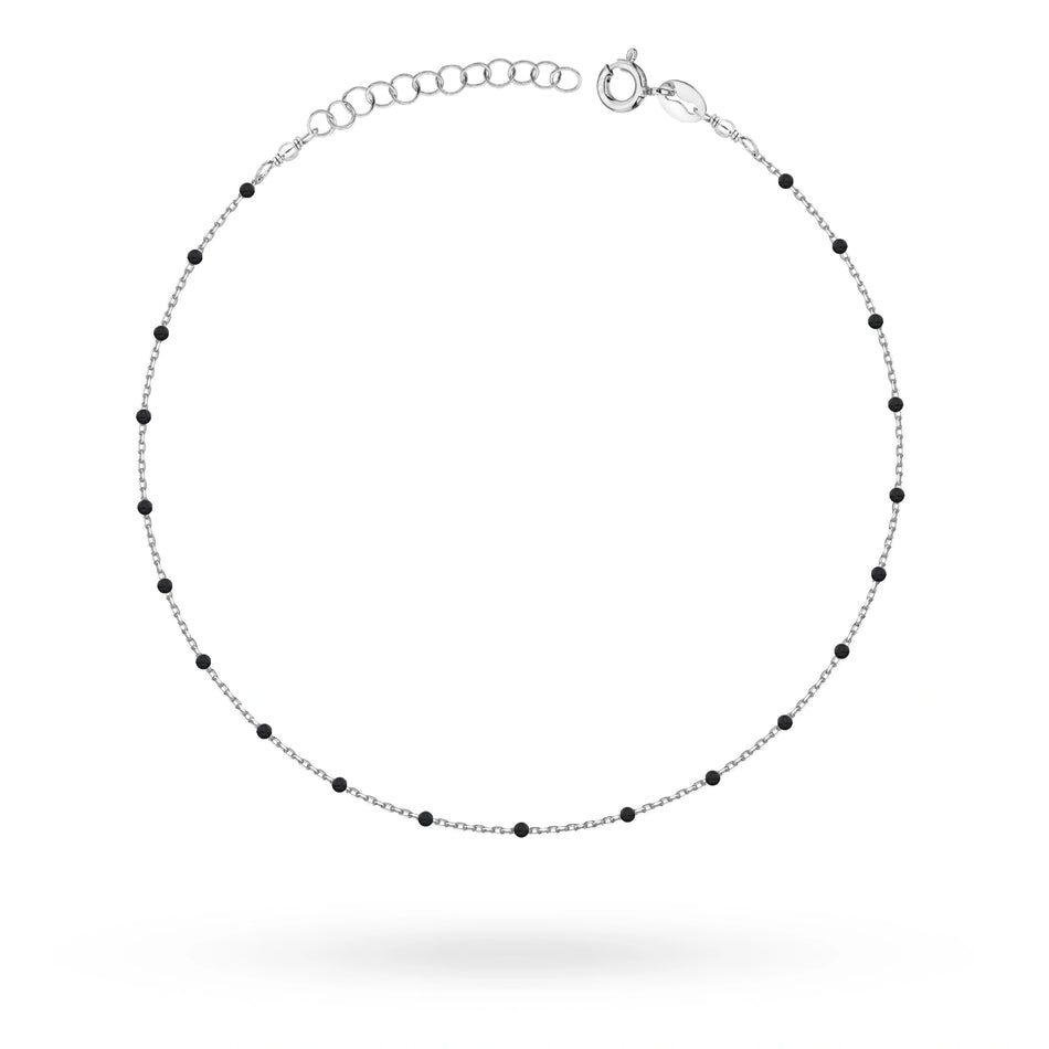 Stříbrný náramek na kotník s korálky