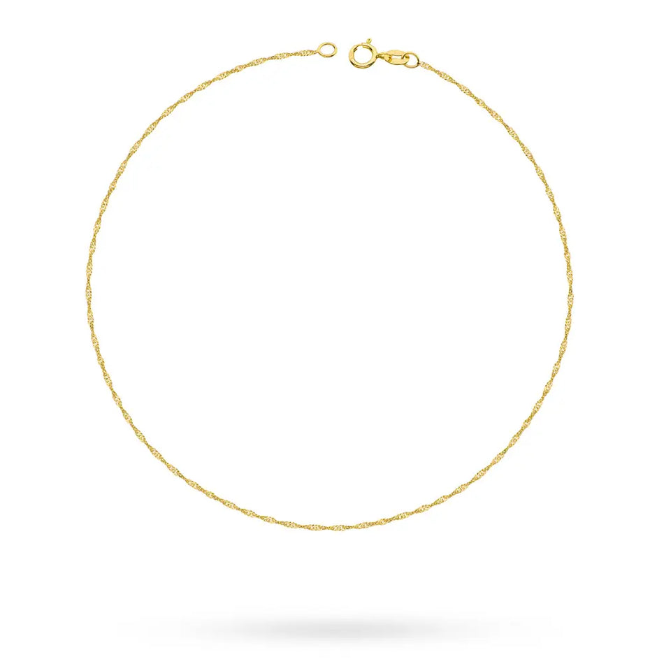 Zlatý kotníkový náramek Řetízek Singapur 1.0mm