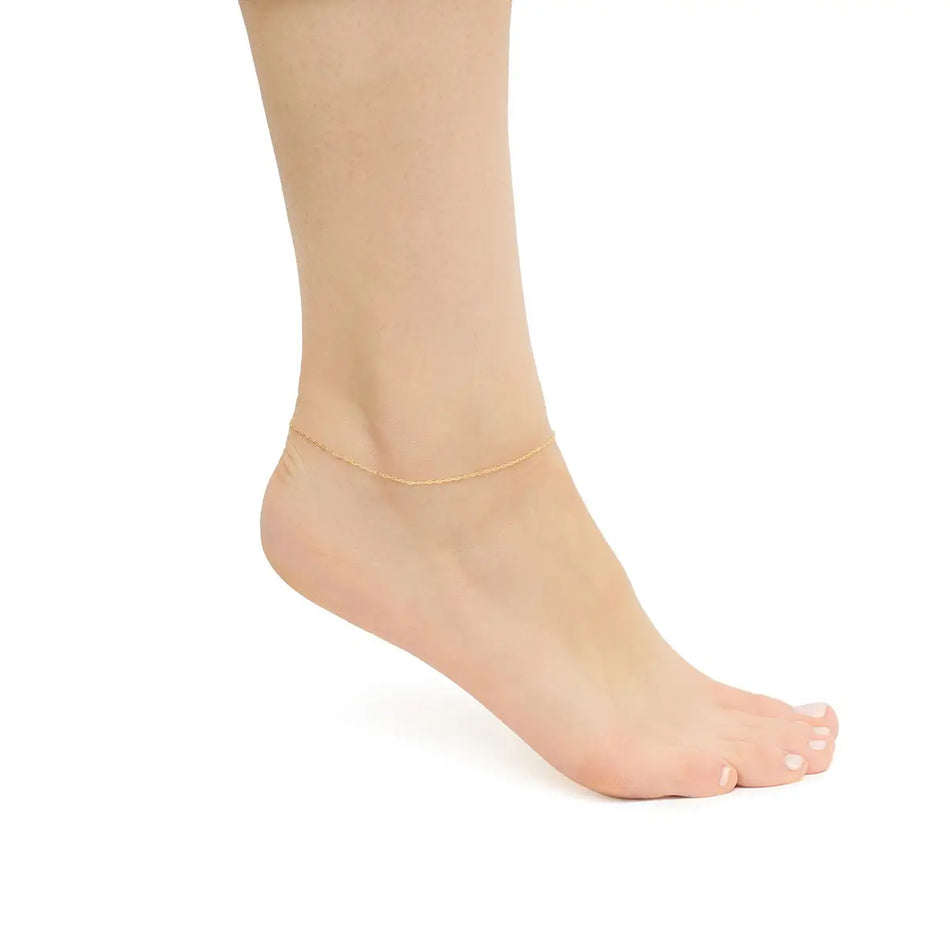 Zlatý kotníkový náramek Kotvový řetízek 0.6mm