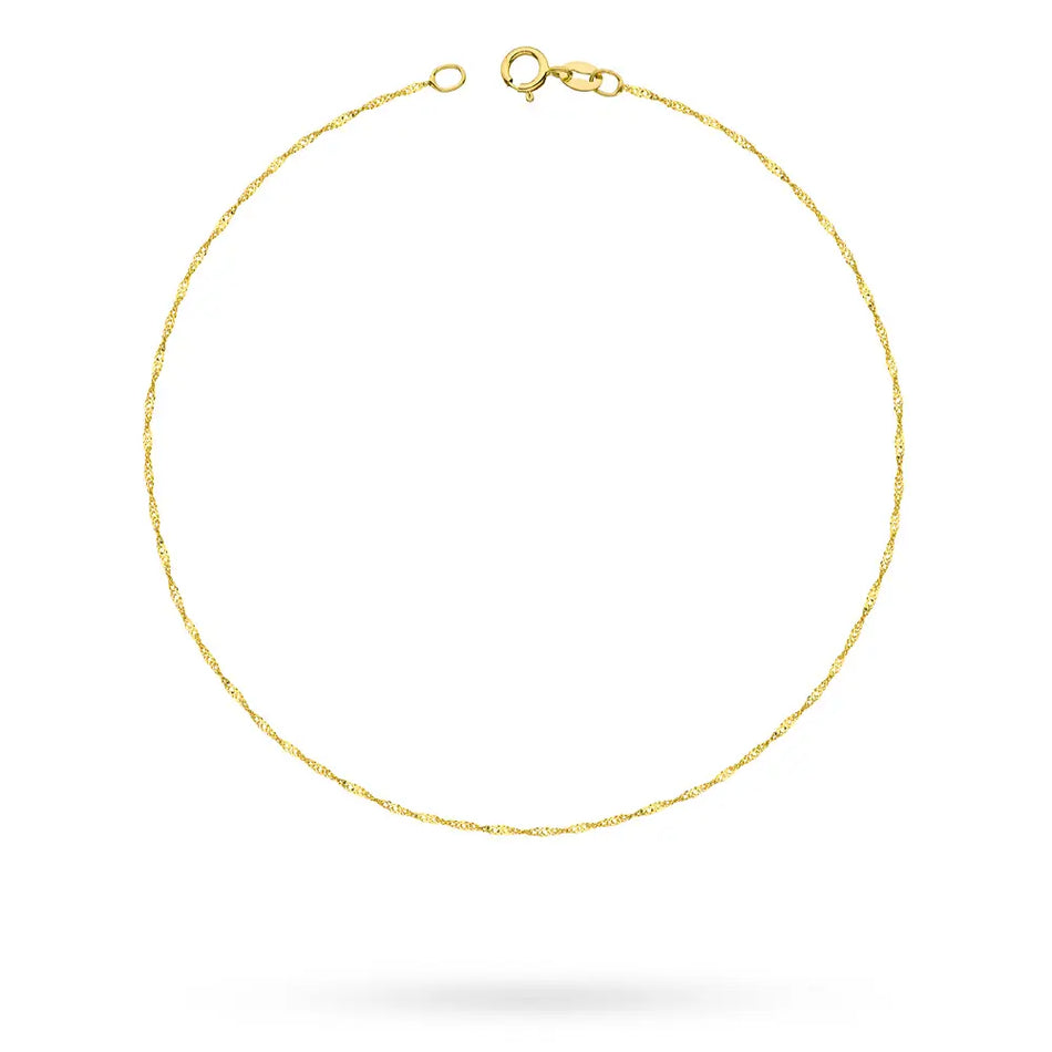 Zlatý kotníkový náramek Řetízek Singapur 1.0mm