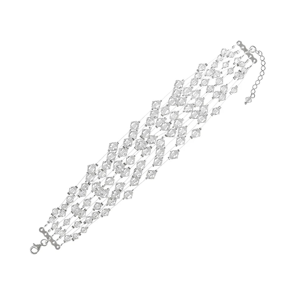 Klasický svadobný strieborný náramok so Swarovski kryštálmi