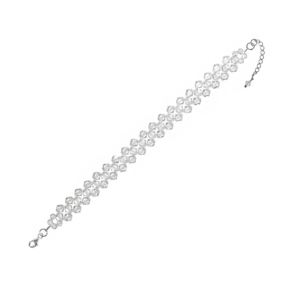 Klasický svadobný strieborný náramok so Swarovski kryštálmi