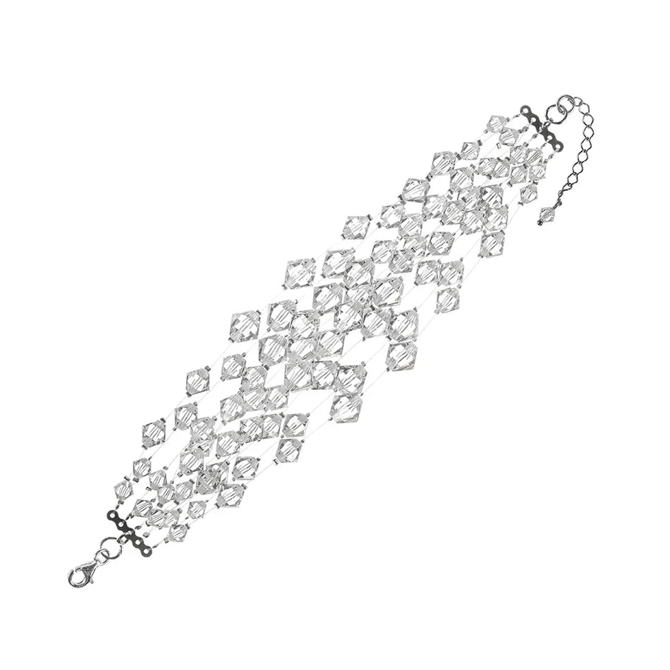 Klasický svadobný strieborný náramok so Swarovski kryštálmi