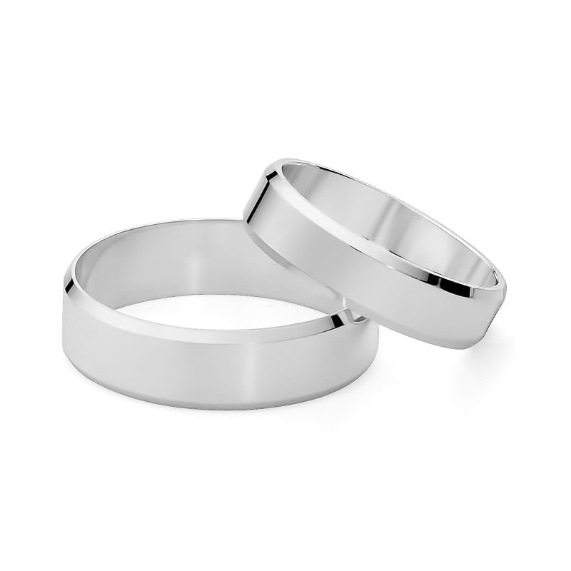 Klassische Flache Abgeschrägte Gold Eheringe Ringe 5 und 6mm