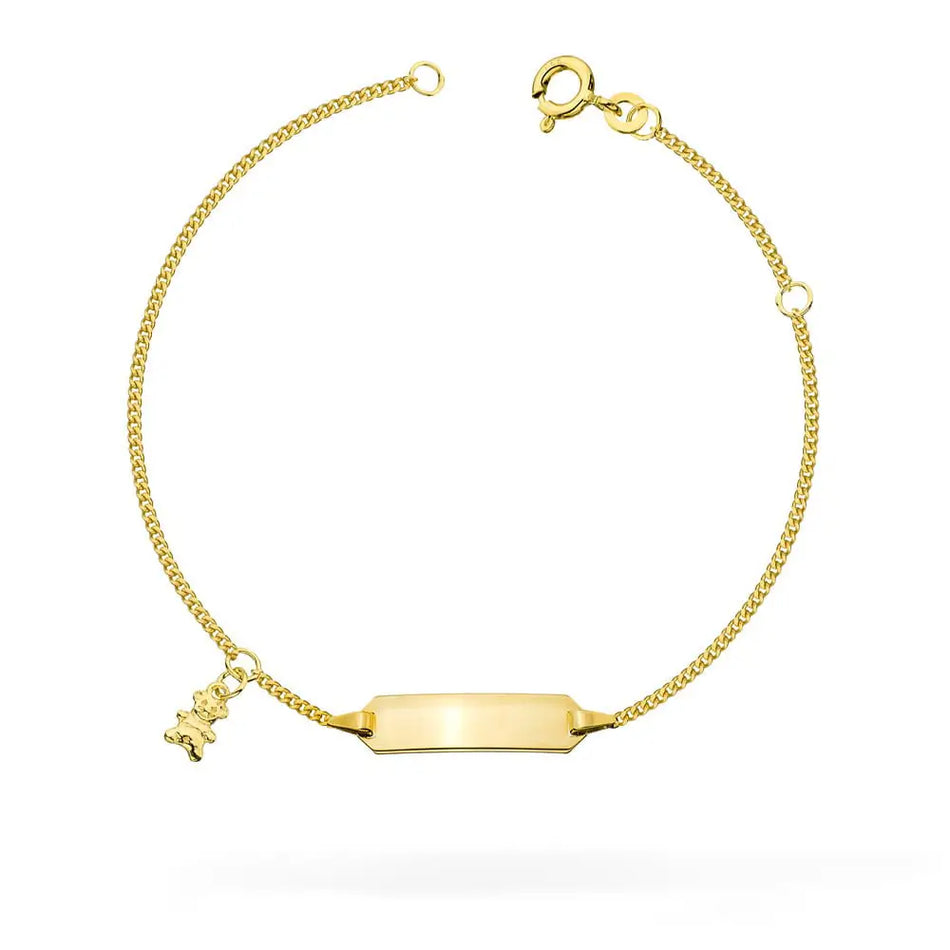 Detský zlatý náramok s medvedíkom na gravírovanie