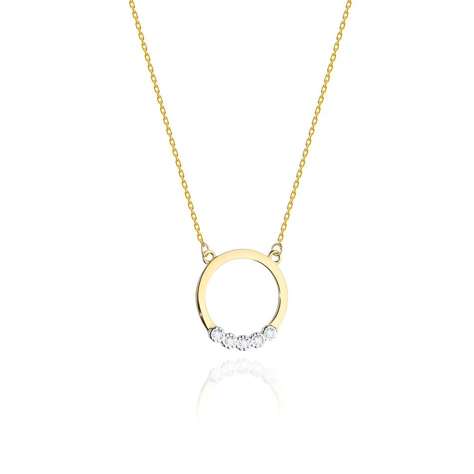 Gold Celebrity Necklace with Diamonds Circle