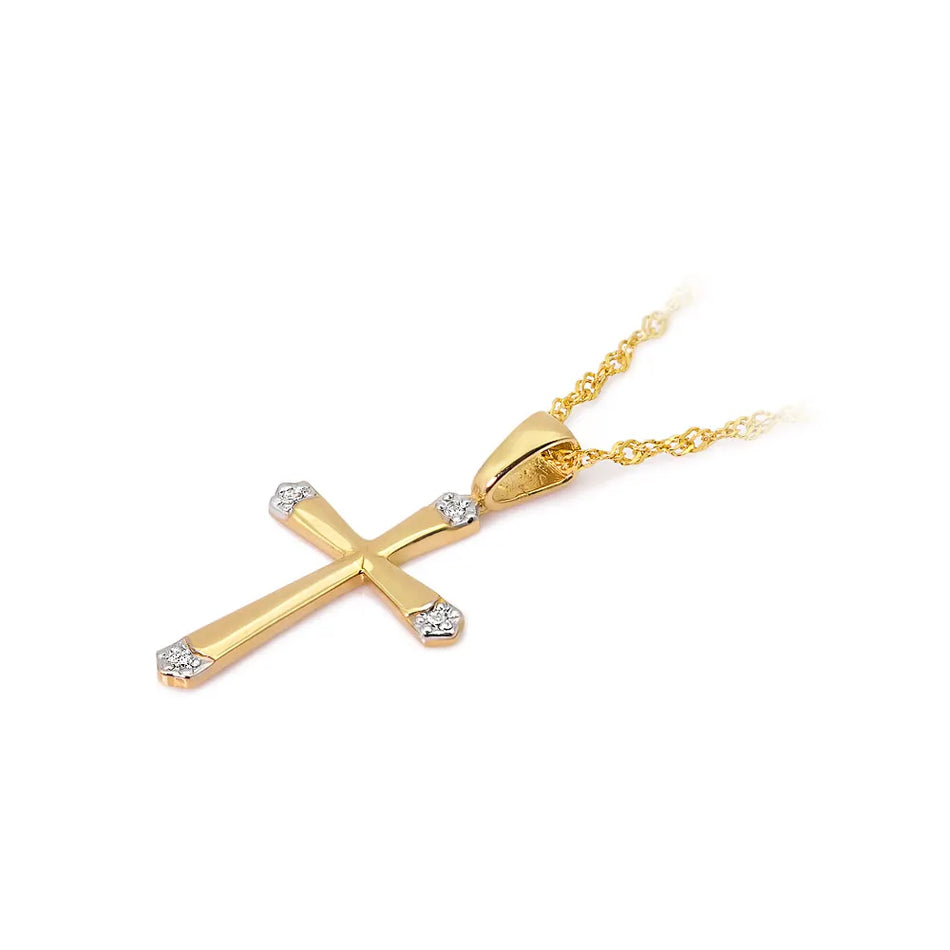 Goldener Kreuz Anhänger mit Diamanten