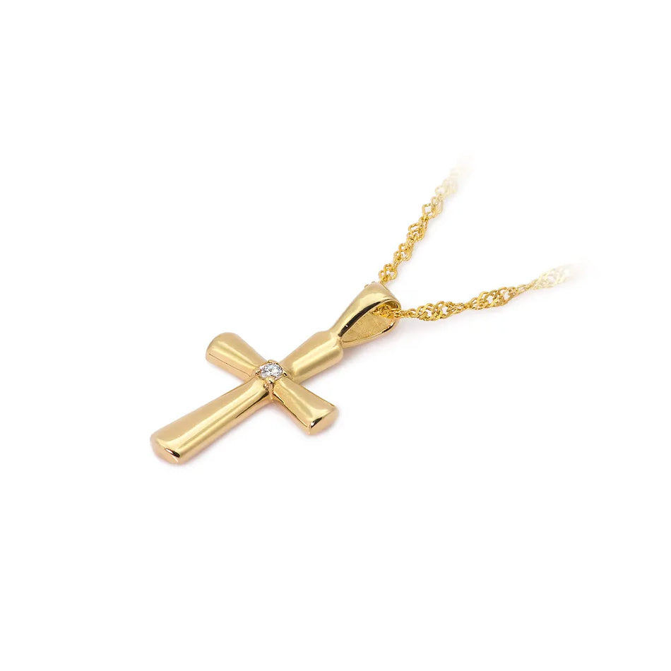 Goldener Kreuz Anhänger mit Diamanten