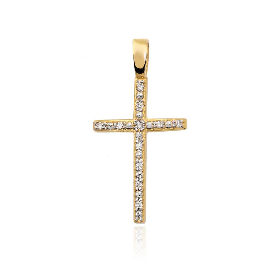 Goldener Kreuz Anhänger mit Diamanten