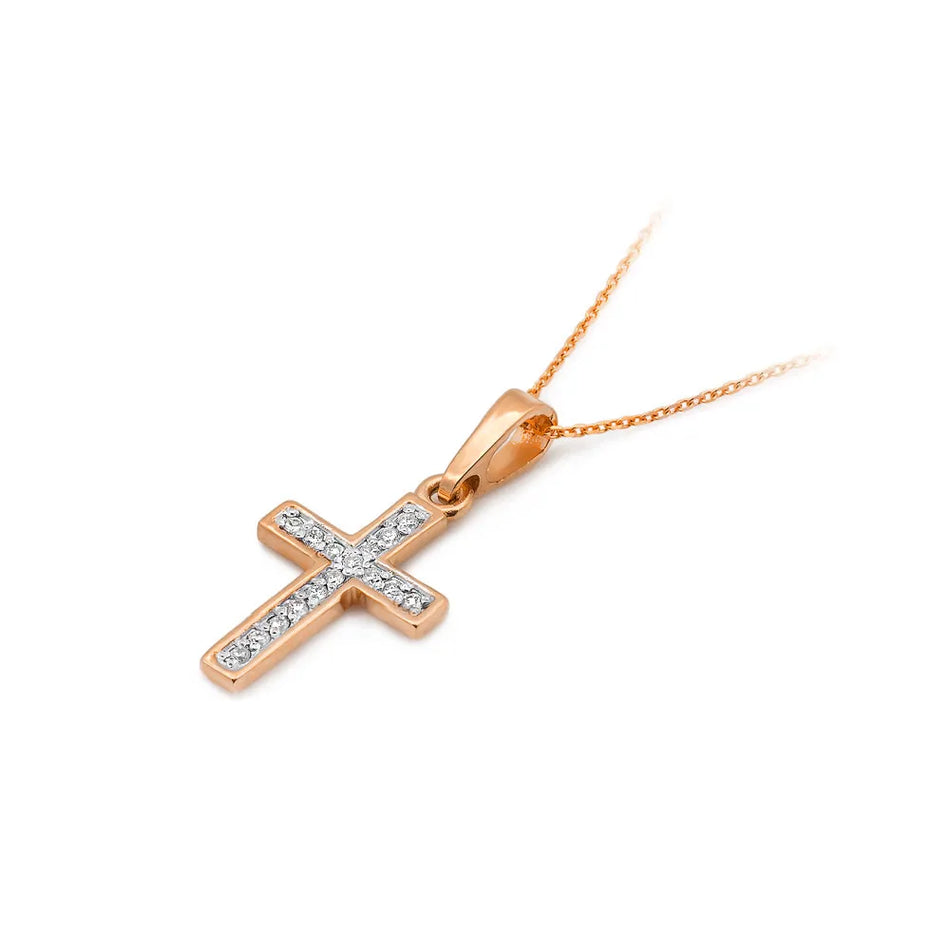 Goldener Kreuz Anhänger mit Diamanten