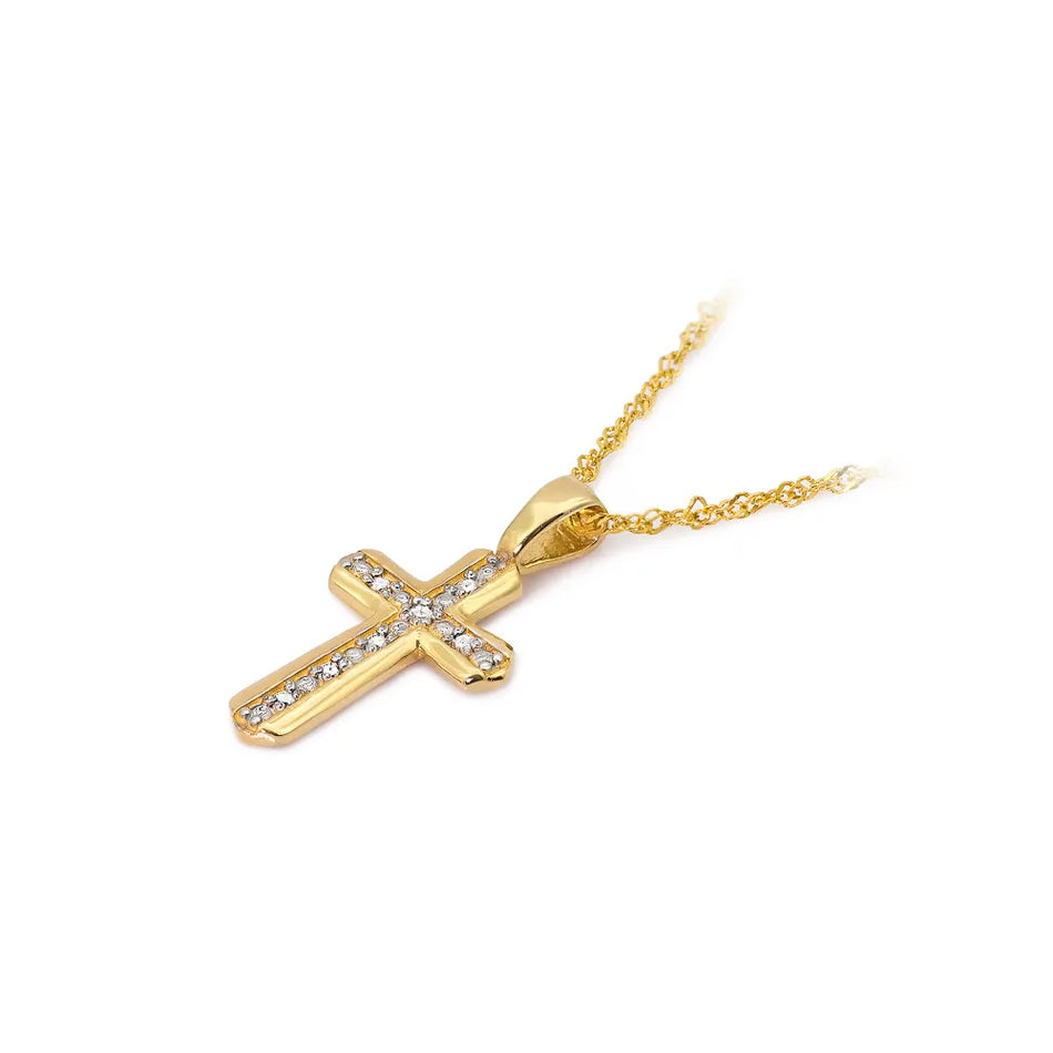 Goldener Kreuz Anhänger mit Diamanten