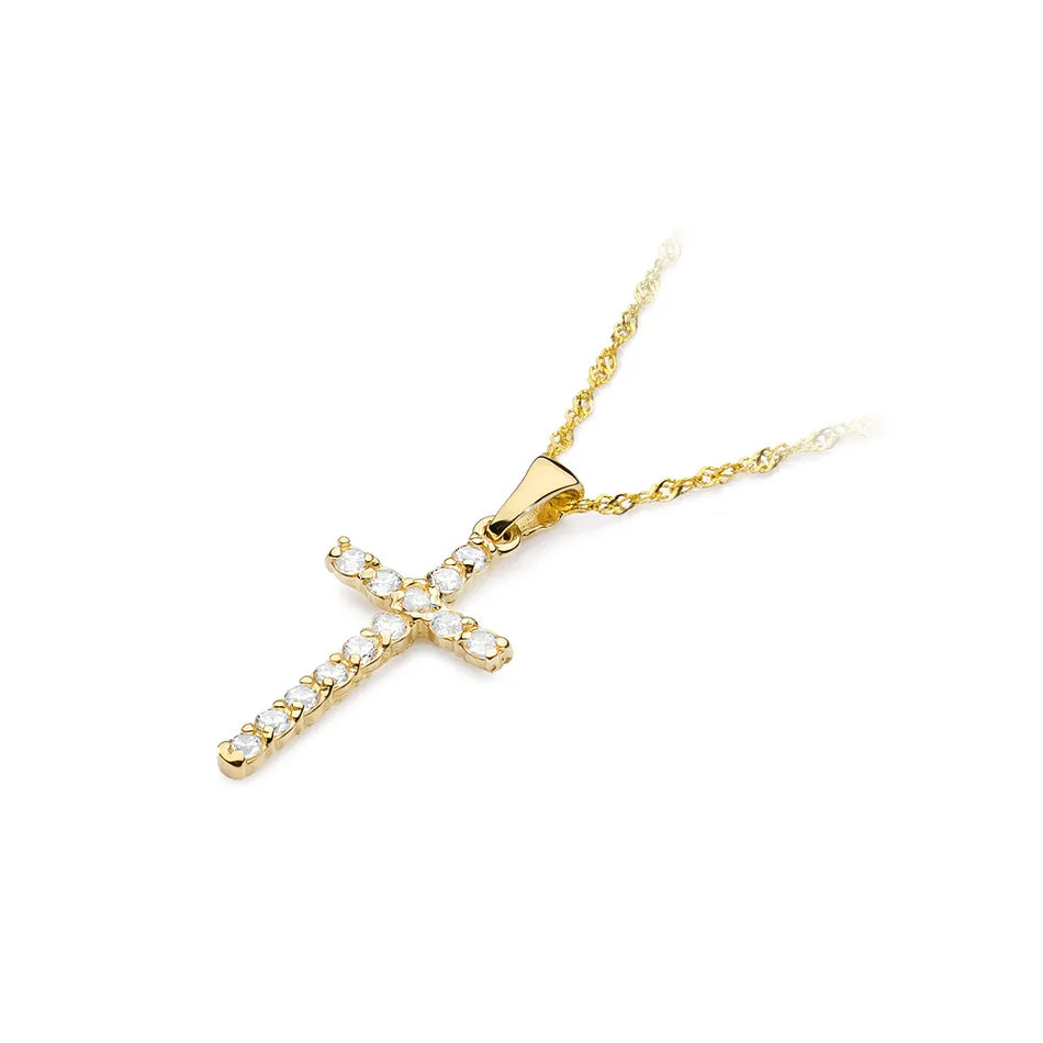 Goldener Kreuz Anhänger mit Diamanten