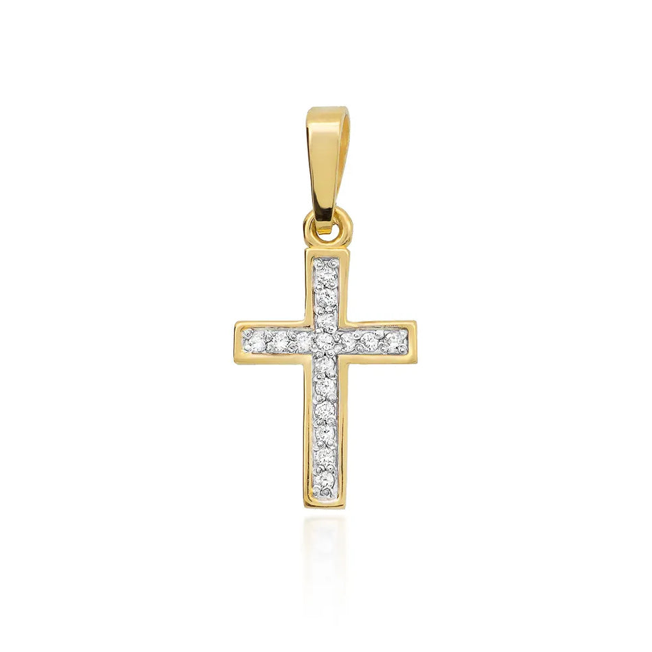Goldener Kreuz Anhänger mit Diamanten