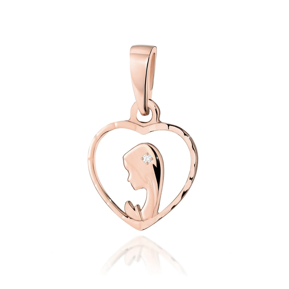 Gold Our Lady of Fatima Pendant with Diamonds