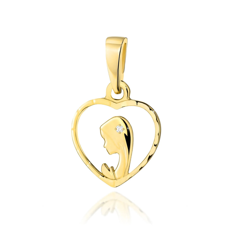 Gold Our Lady of Fatima Pendant with Diamonds