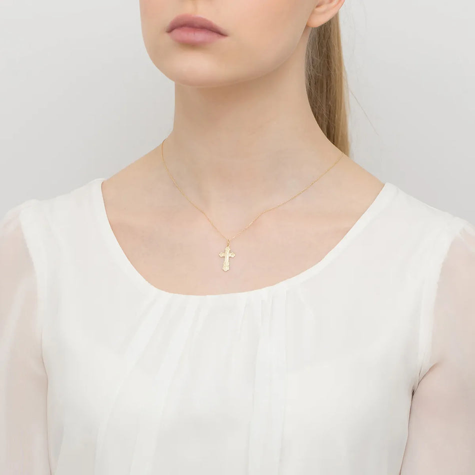 Zlatý ortodoxný krížový prívesok