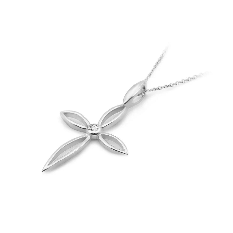 Goldkreuz Anhänger mit Diamant