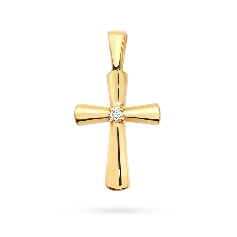 Goldkreuz Anhänger mit Zirkonia