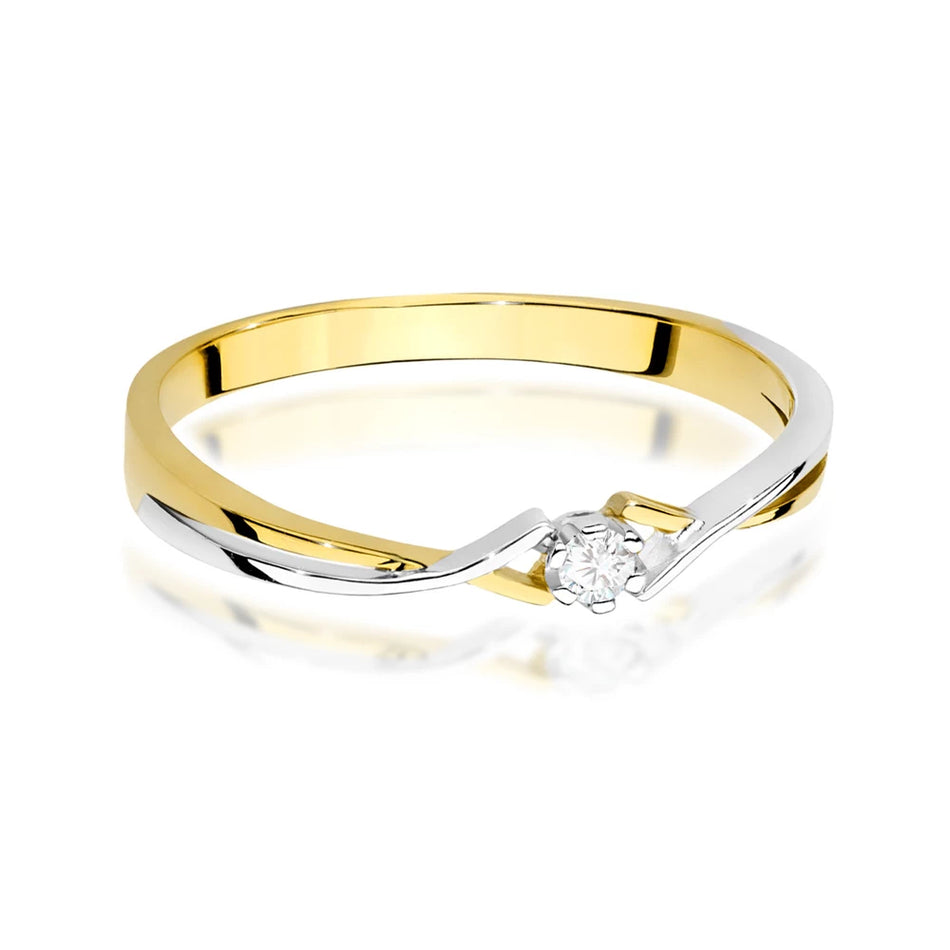 Dvoubarevný zlatý proplétaný prsten se zirkony