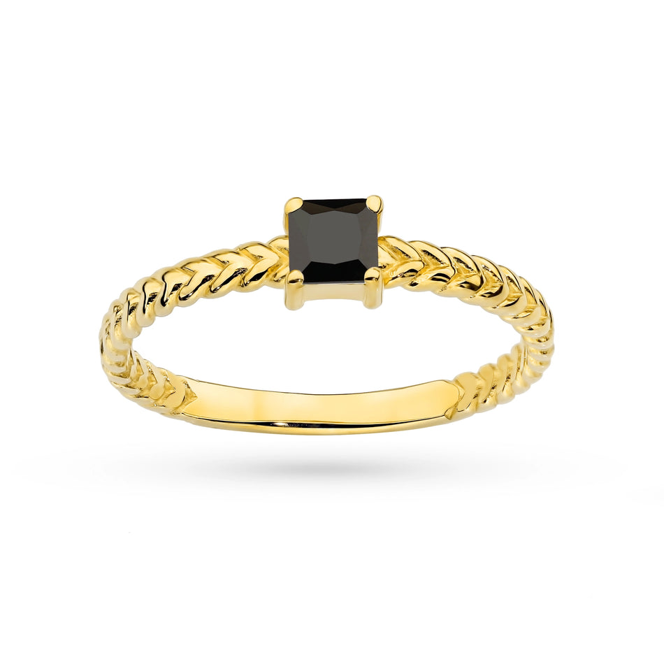 Zlatý prsteň so zirkónmi Herringbone