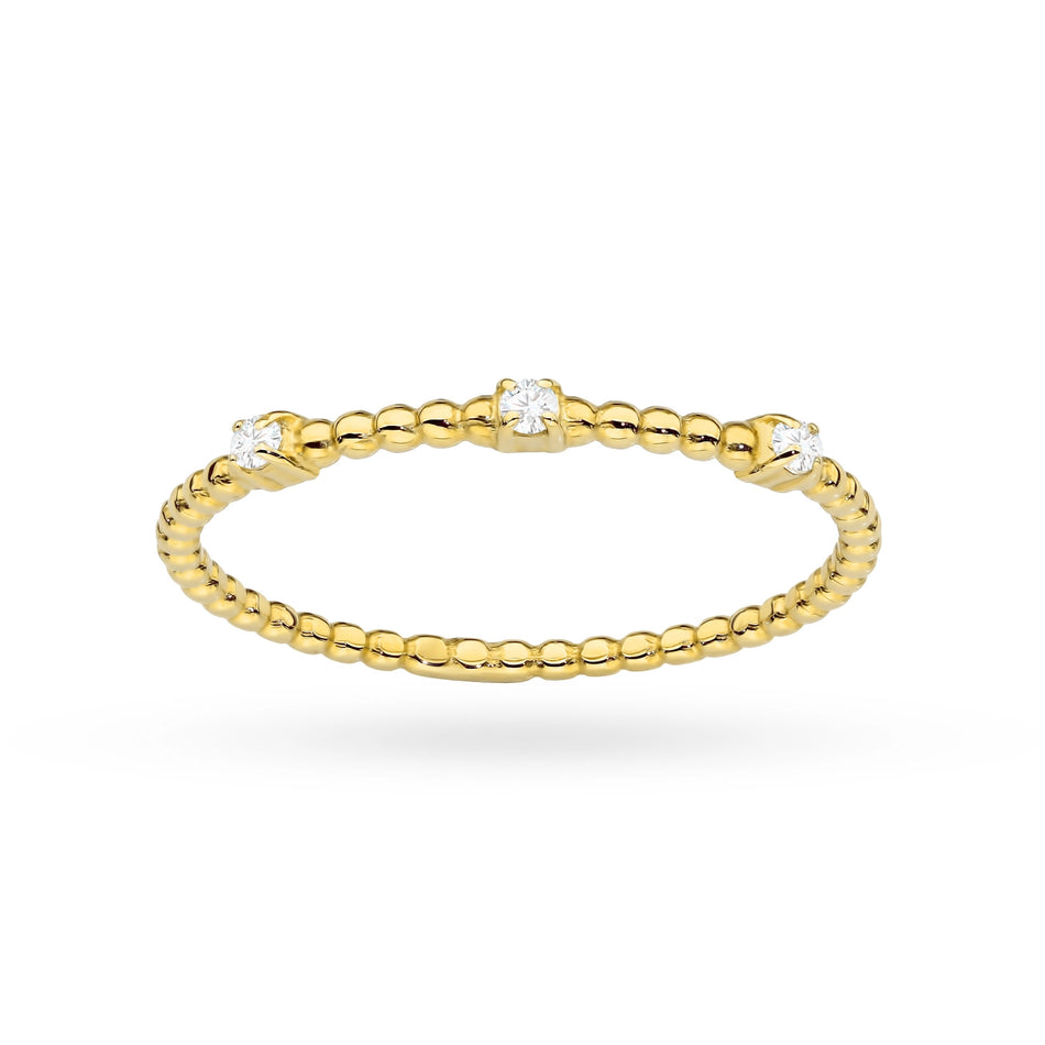 Zlatý prsten se zirkony a korálky