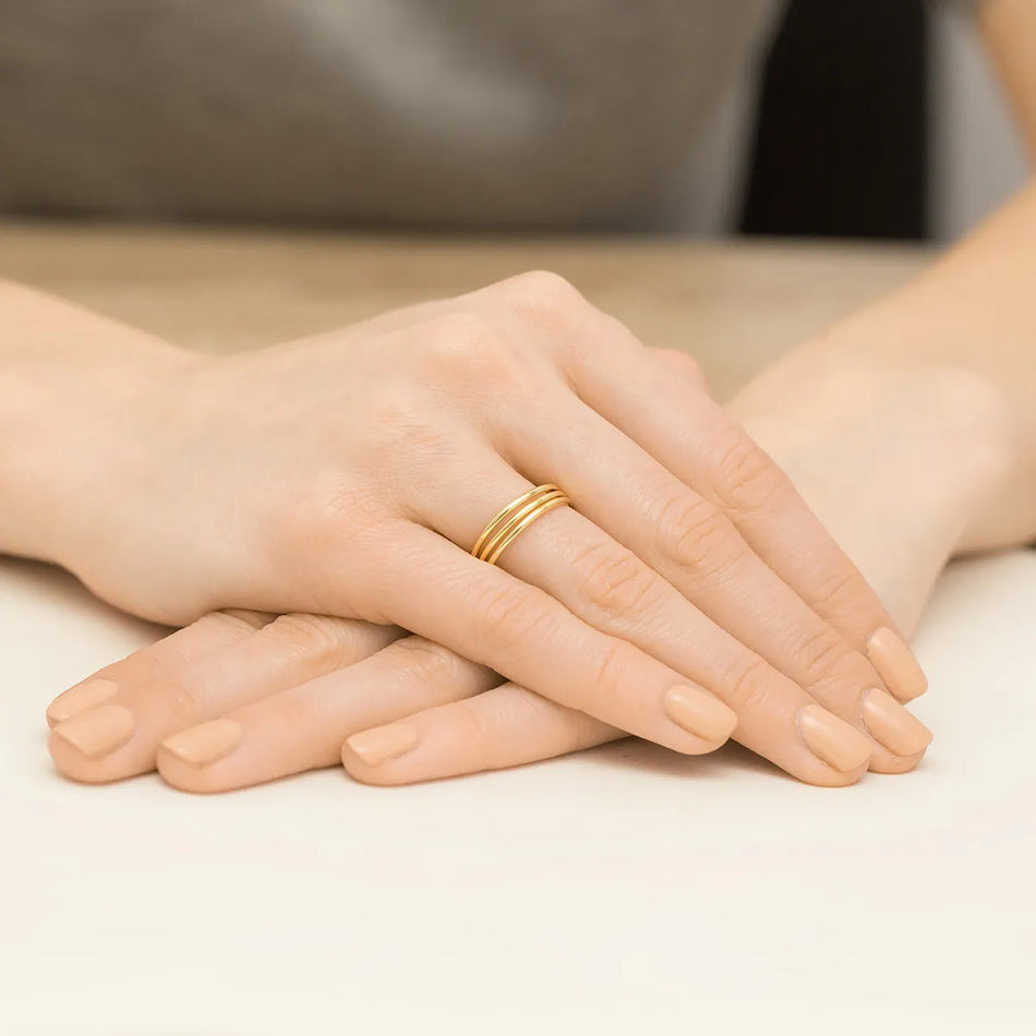 Vergoldeter Silber-Dreifachring