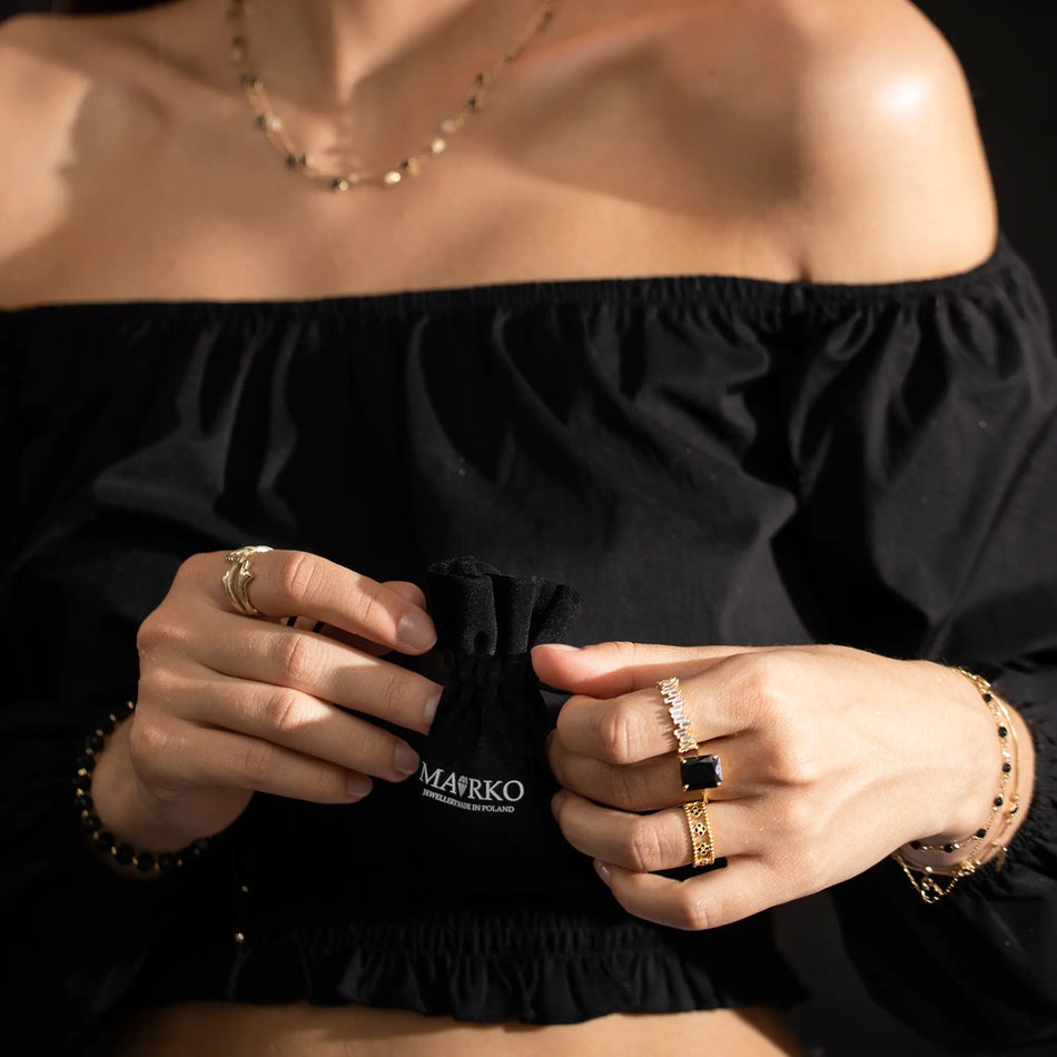 Pozlacený Stříbrný prsten se zirkony