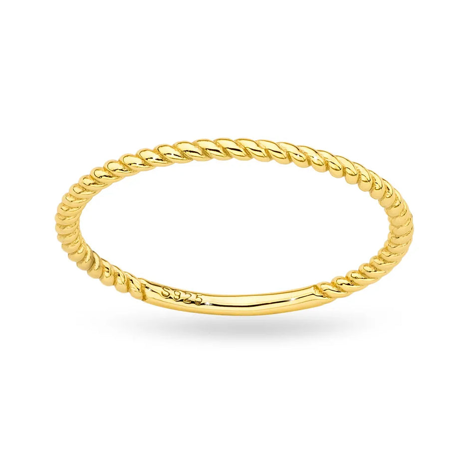 Vergoldeter Silber Geflochtener Ring