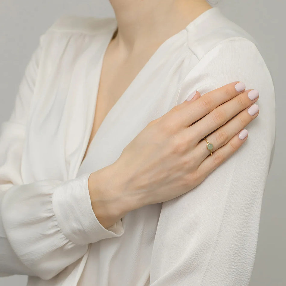 Pozlacený Stříbrný prsten s tyrkysovým aventurínem