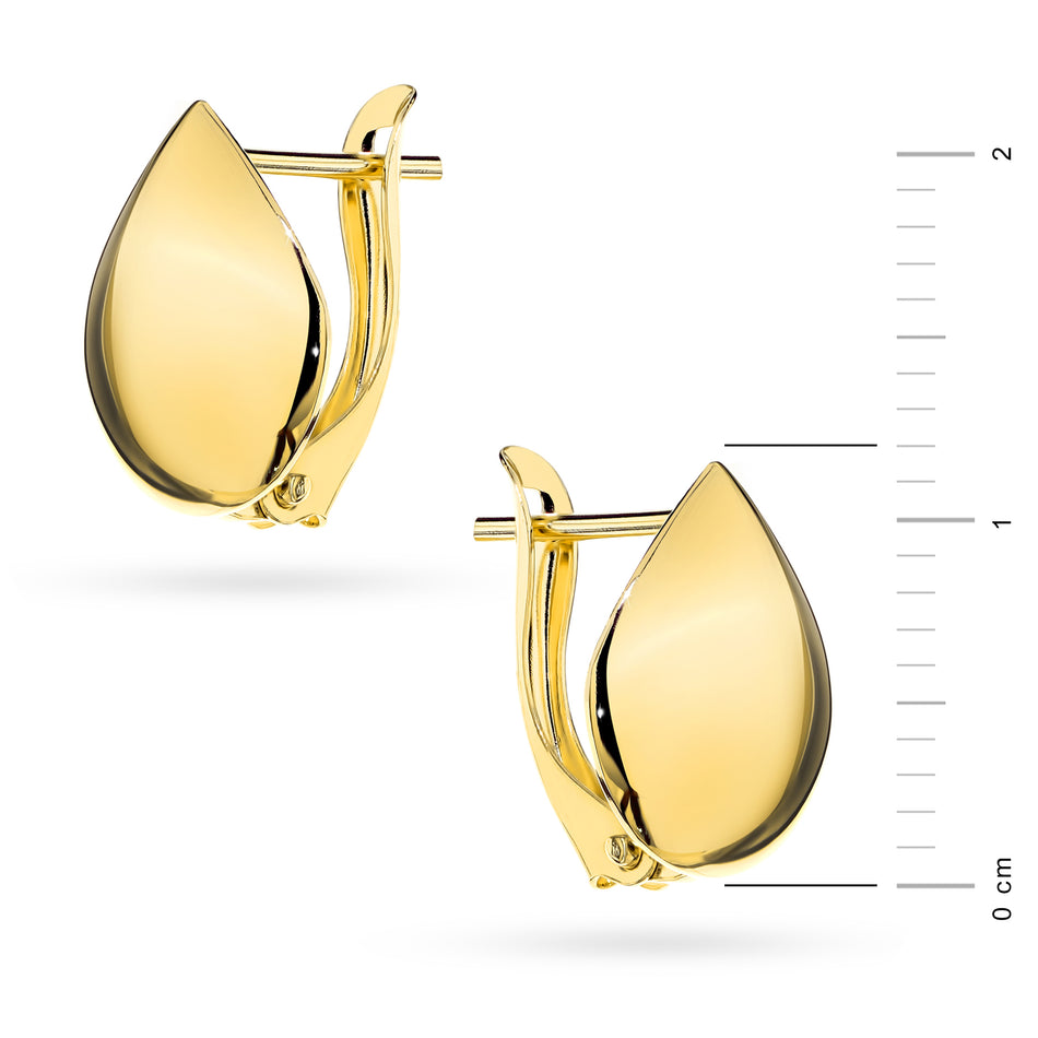 Gold Earrings with English Clasp Teardrops