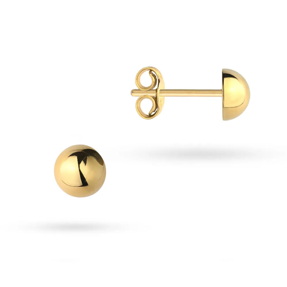 Gold Stud Earrings Half-Beads 4-7mm