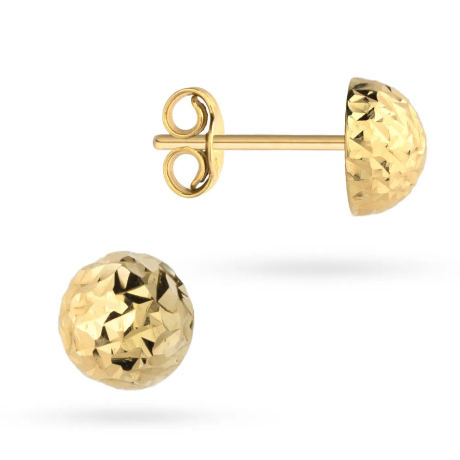 Gold Stud Earrings Half-Beads