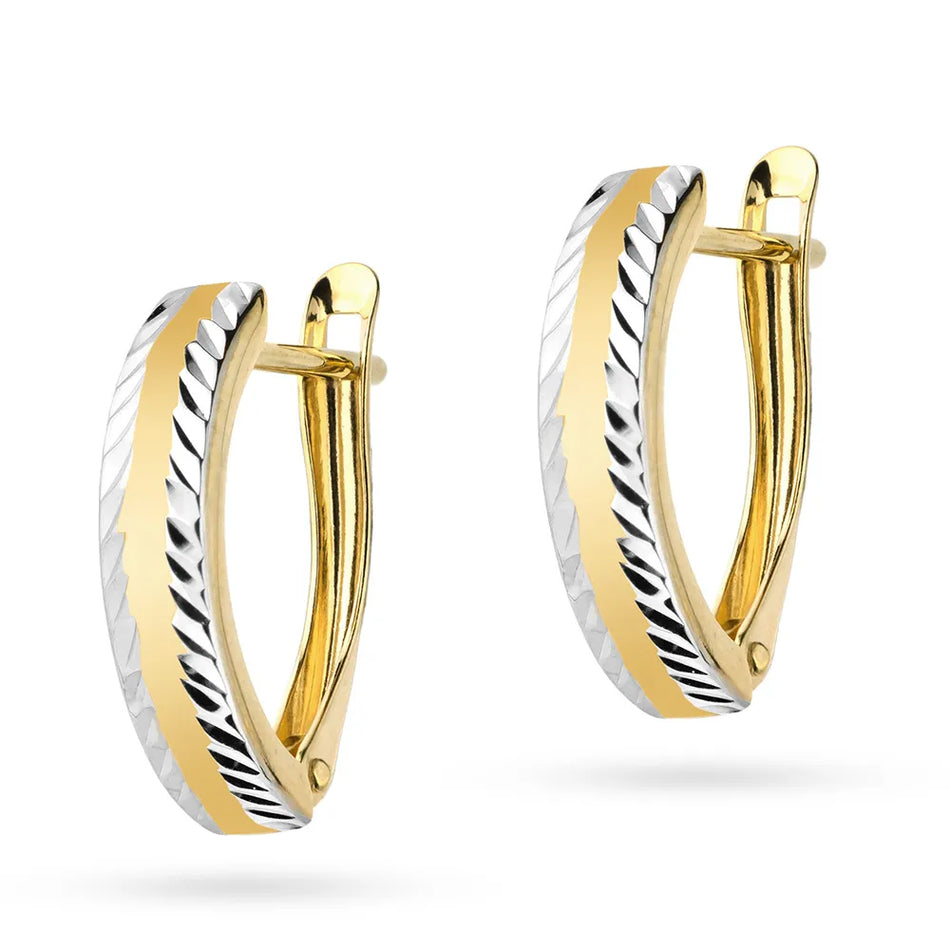 Dvoubarevné zlaté náušnice s Anglickým zapínáním