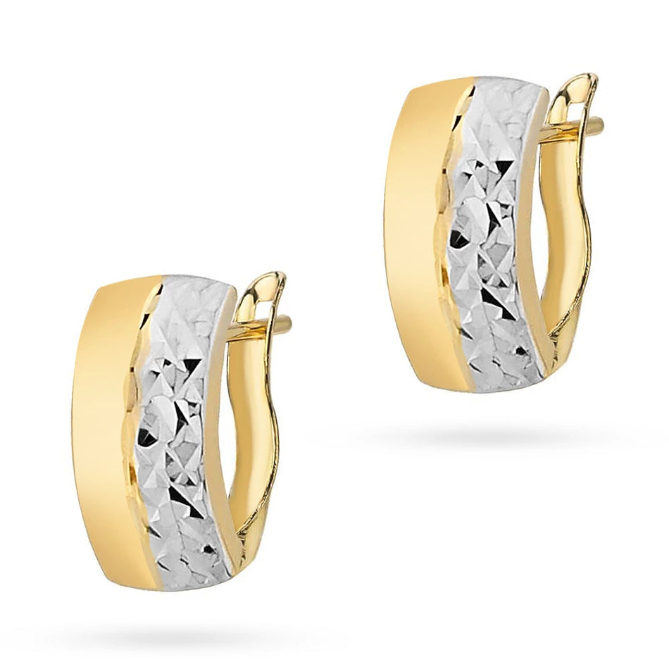 Dvoubarevné zlaté náušnice s Anglickým zapínáním