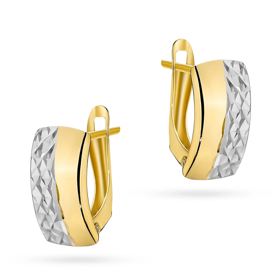 Dvoubarevné zlaté náušnice s Anglickým zapínáním